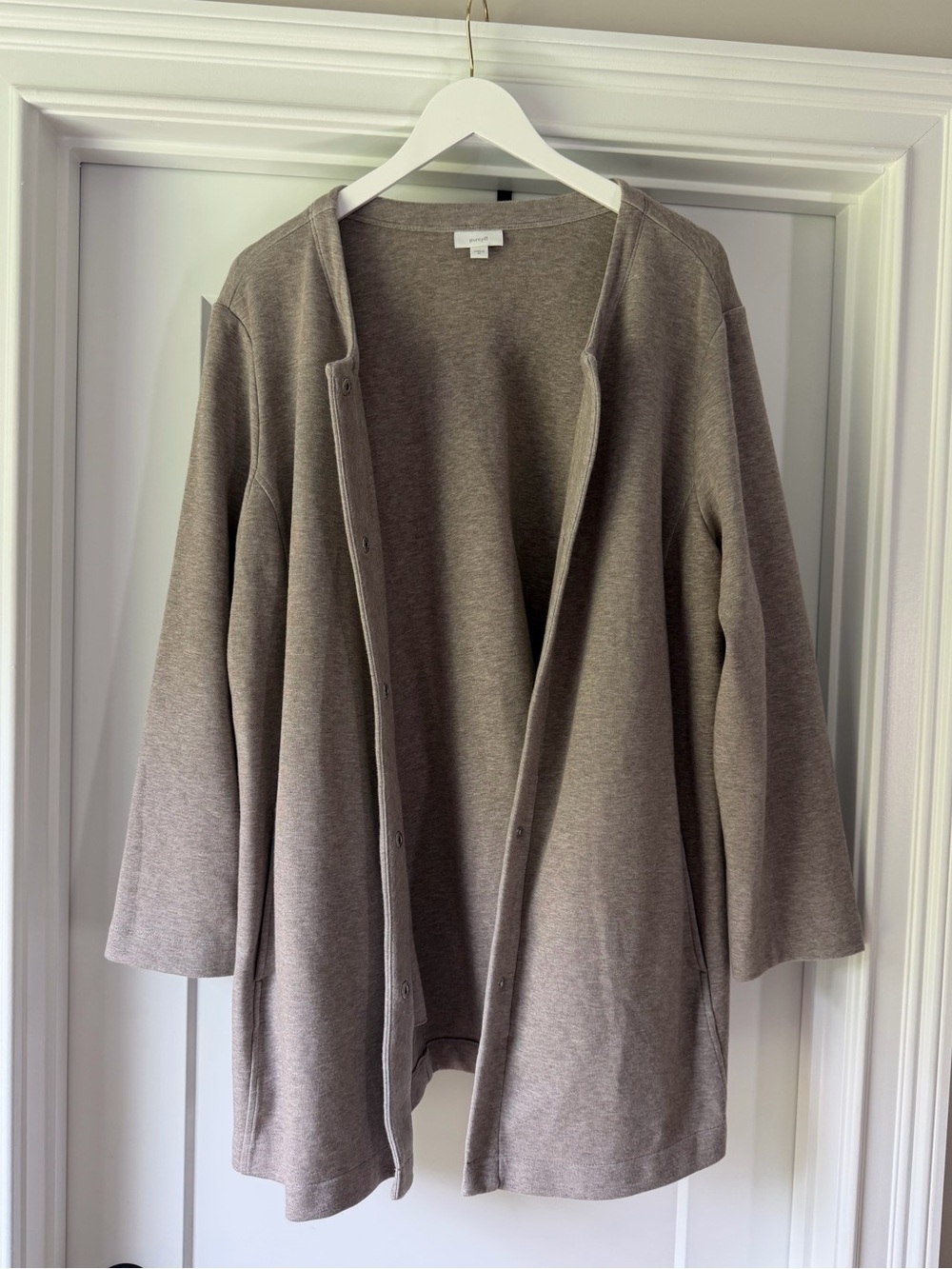J.Jill PureJill Taupe Snap-Front Long Cardigan